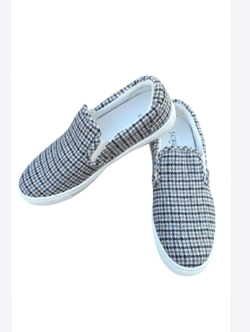 J. Crew Road Trip Houndstooth Canvas  Slip-On Sneakers Size 8